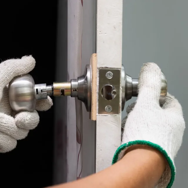 Locksmith removing a door lock cylinder to rekey it in Montgomery, AL Locksmith removing a door lock cylinder to rekey it in Montgomery, AL